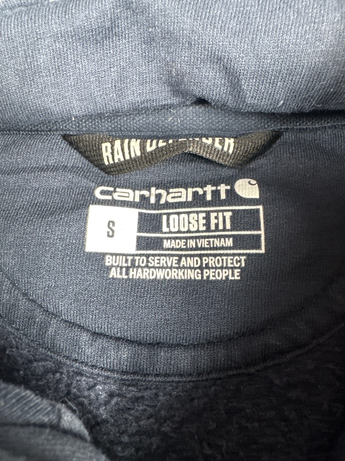 Carhartt Rain Defender Loose Fit Navy Hoodie Sweatshirt - S