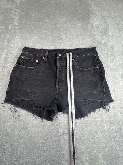 Levi's 501 Premium Capital E Black Denim Cutoff Shorts W31
