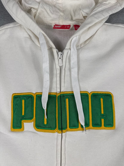 Puma White Hooded Zip-Up Sweatshirt Size L