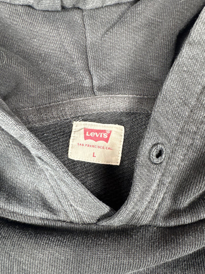 Levi's Black Hoodie with Logo Print, Size Large