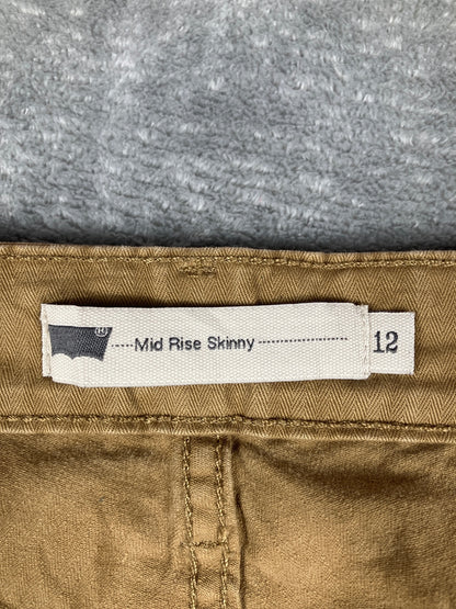 Levi's Mid Rise Vintage Skinny Jeans Tan Brown Size 12