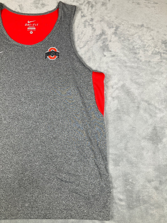 Nike Ohio State Buckeyes Grey and Red Athletic Tank Size M