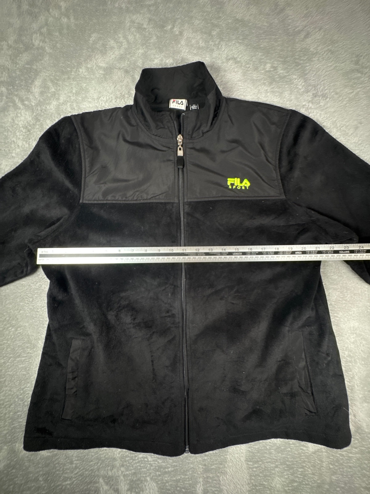 FILA Sport Black Fleece Jacket with Neon Logo Size XL