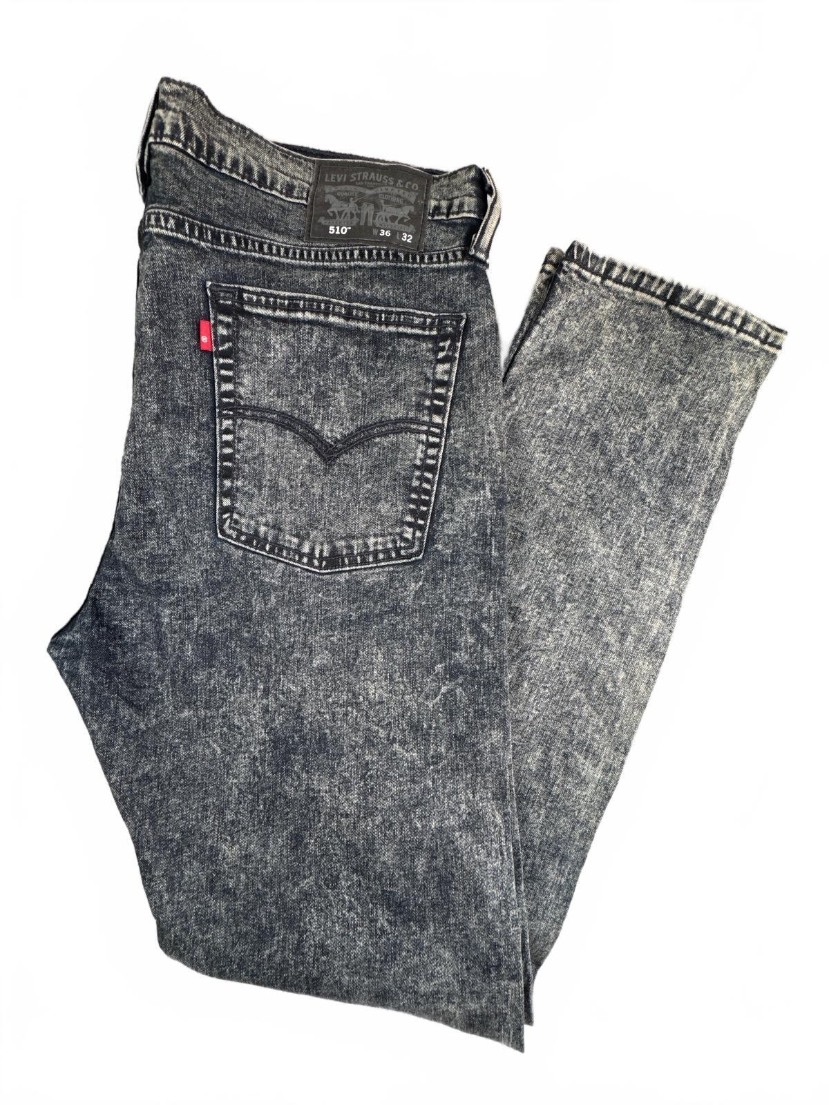 Levi's 510 Black Acid Wash Skinny Jeans W36 L32