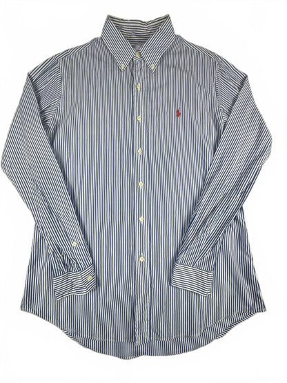 Ralph Lauren Custom Fit Blue and White Striped Shirt Size M
