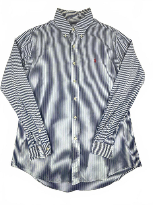 Ralph Lauren Custom Fit Blue and White Striped Shirt Size M
