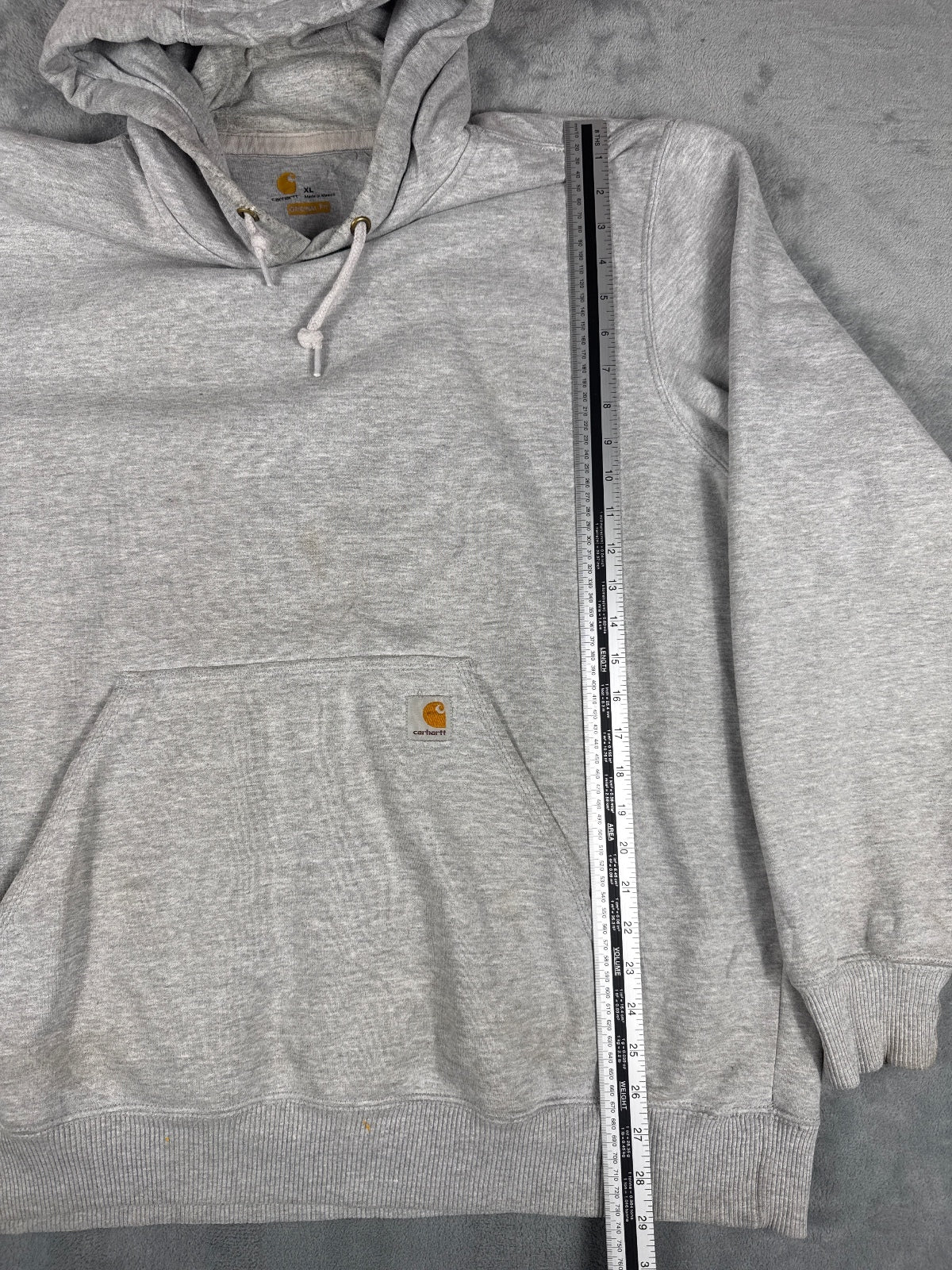Vintage Retro Carhartt Grey Hoodie Sweatshirt XL