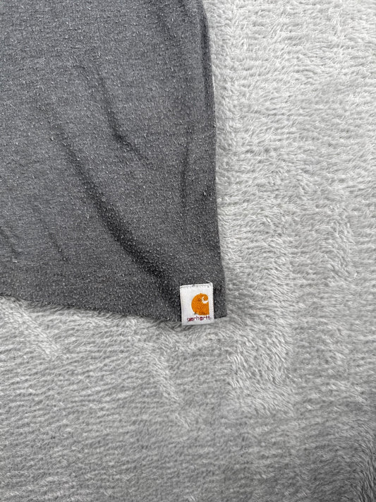 Carhartt Relaxed Fit Grey T-Shirt with Yellow Logo Print - L