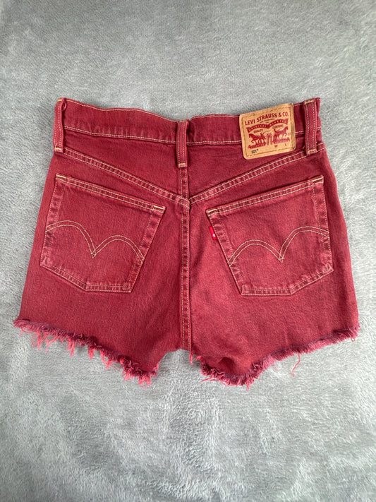 Levi's 501 Red Denim Cutoff Shorts W26