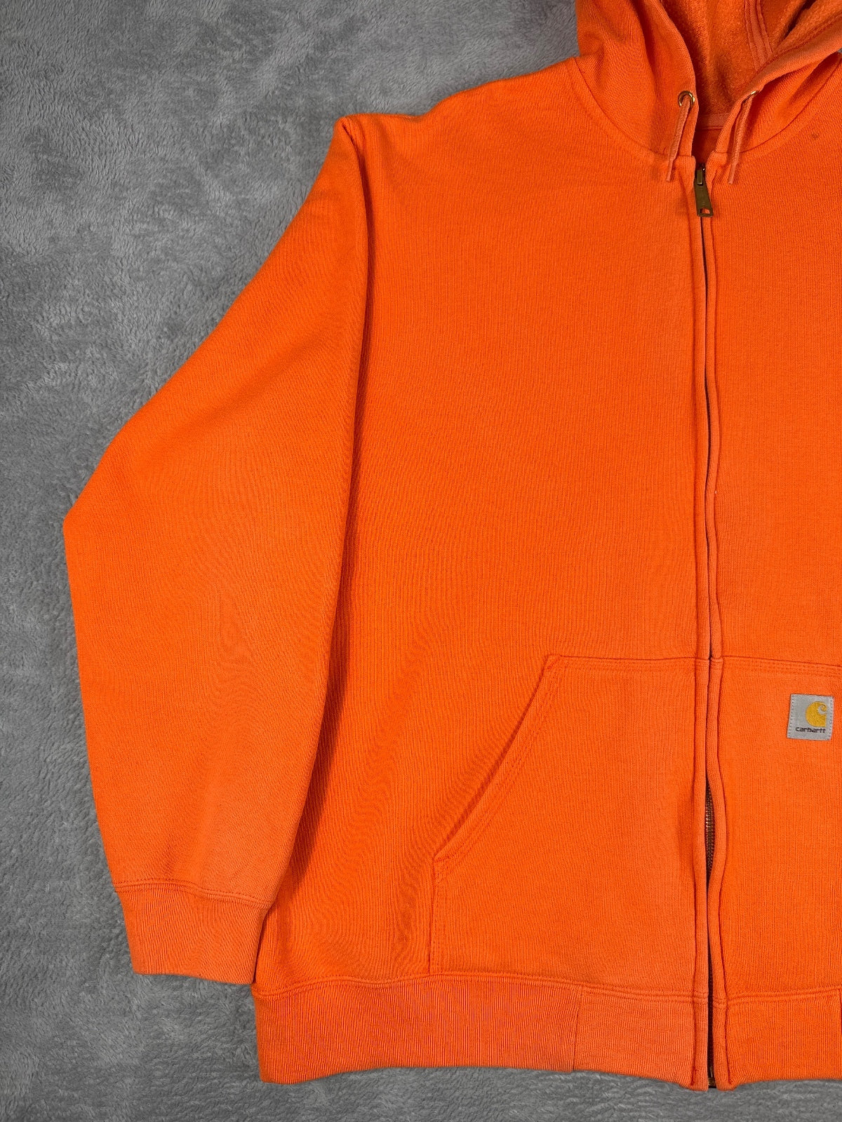 Vintage Retro Carhartt Orange Zip-Up Hoodie Sweatshirt XL