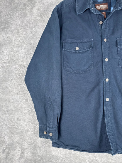 Levi's Navy Blue Cotton Button-Up Shirt Jacket with Fleece L