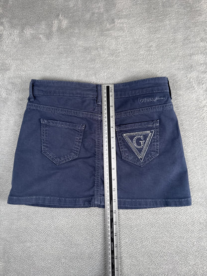 Y2K Guess Navy Blue Denim Mini Skirt with Sequin Pocket S4-6