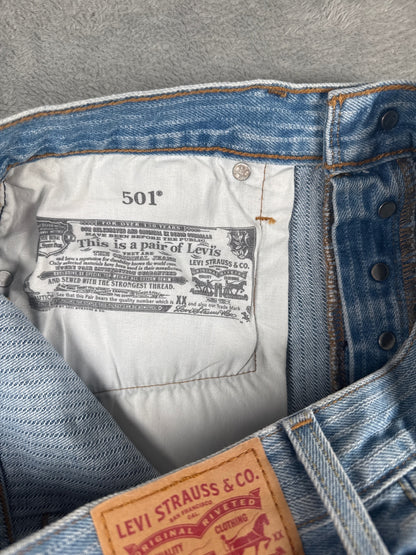 Levi's 501 Light Blue Denim Striped Cutoff Shorts W29