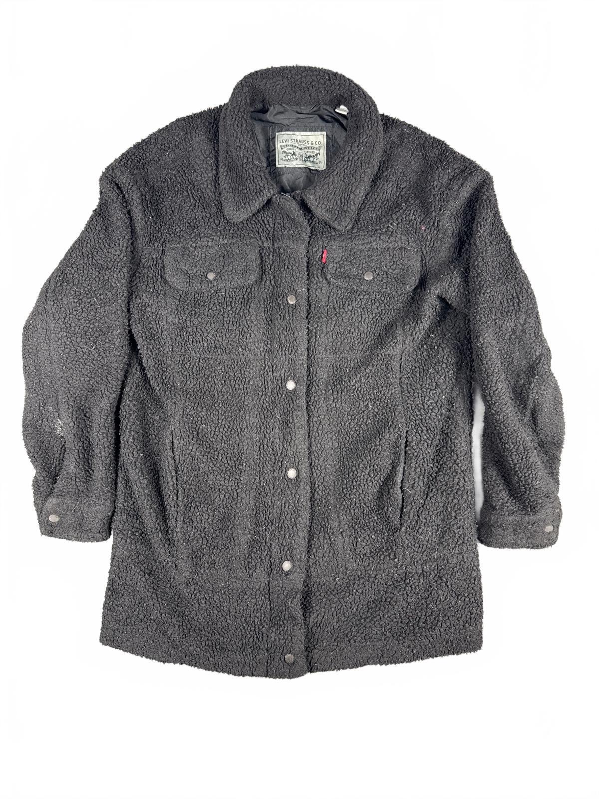 Vintage Retro Levi's Black Sherpa Fleece Jacket - Medium