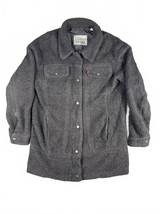 Vintage Retro Levi's Black Sherpa Fleece Jacket - Medium