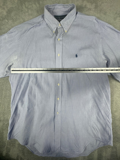 Ralph Lauren Yarmouth Blue Striped Cotton Shirt Size L