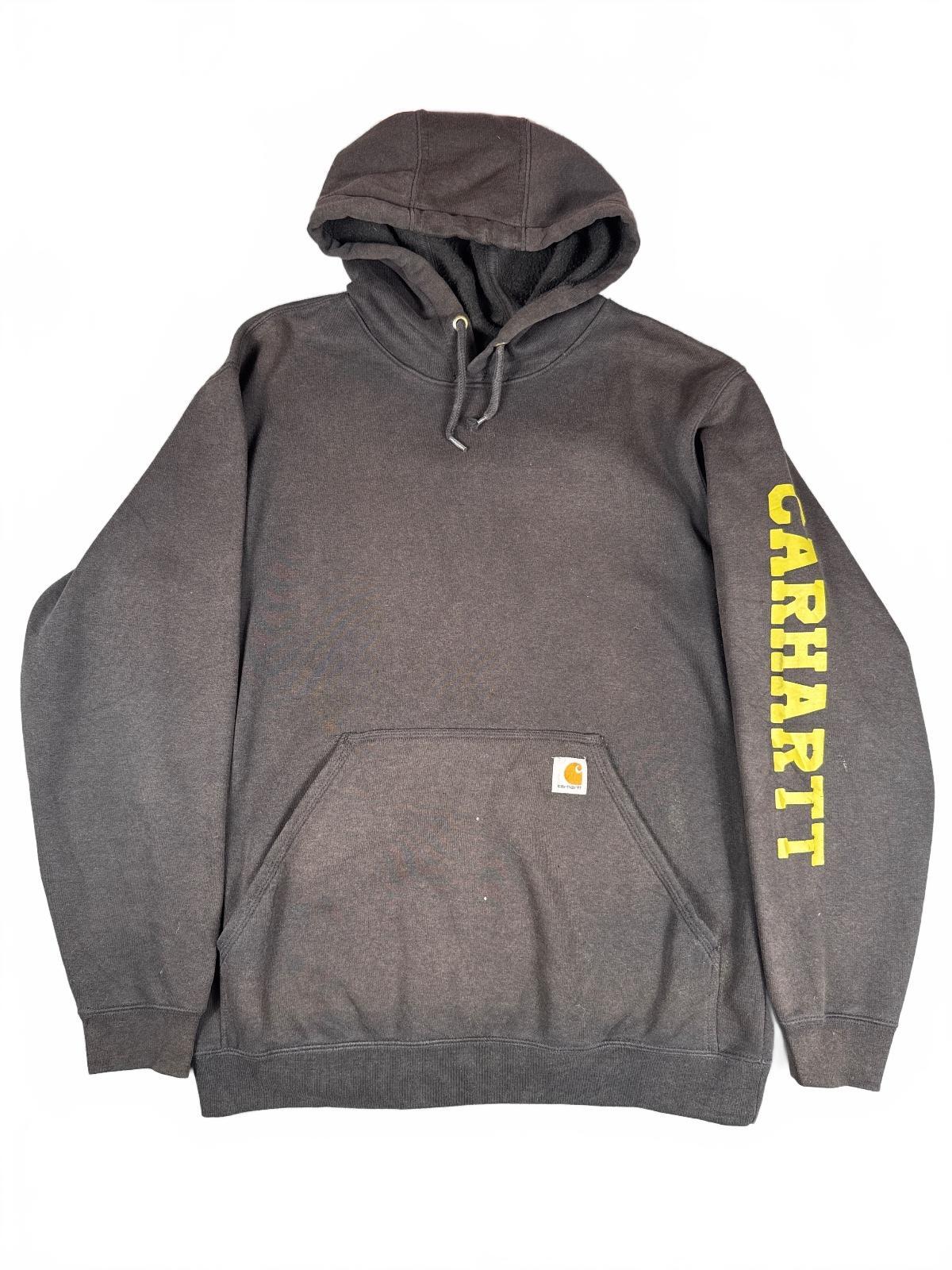 Carhartt Loose Fit Hoodie with Yellow Logo on Sleeve, Medium