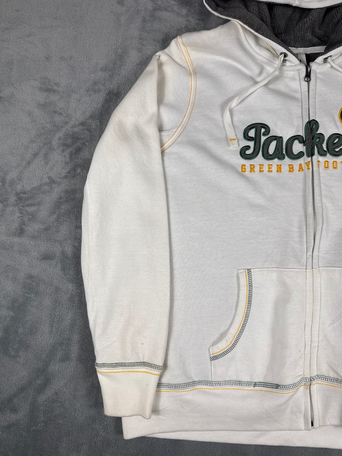 NFL Green Bay Packers White Zip-Up Hoodie  - XXL