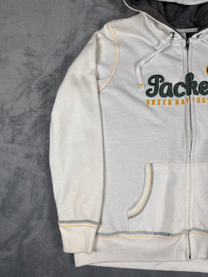 NFL Green Bay Packers White Zip-Up Hoodie  - XXL