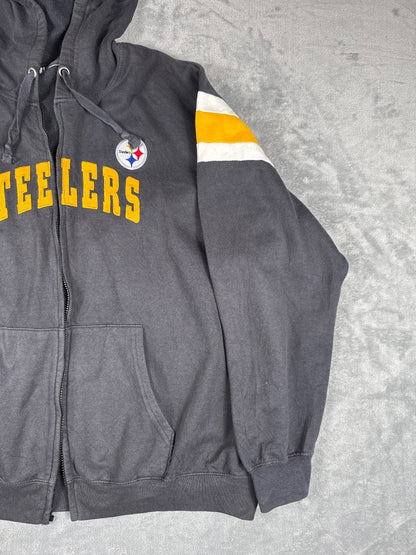 Pittsburgh Steelers Zip-Up Hoodie Sweatshirt Black Yellow