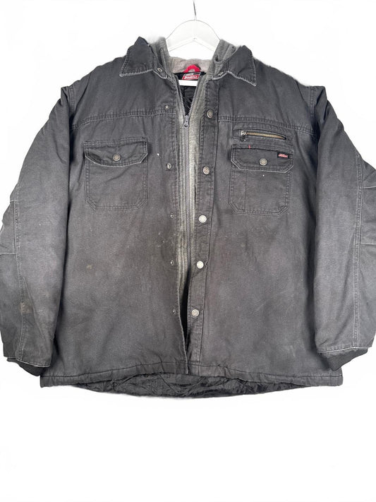 Dickies Genuine Black Hooded Work Jacket with Zip - Size 2XL