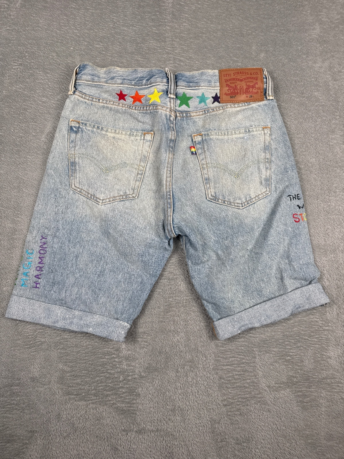 Levi's 501 Denim Shorts with Pride Rainbow Embroidery W29