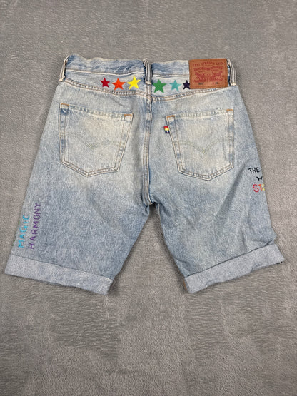 Levi's 501 Denim Shorts with Pride Rainbow Embroidery W29