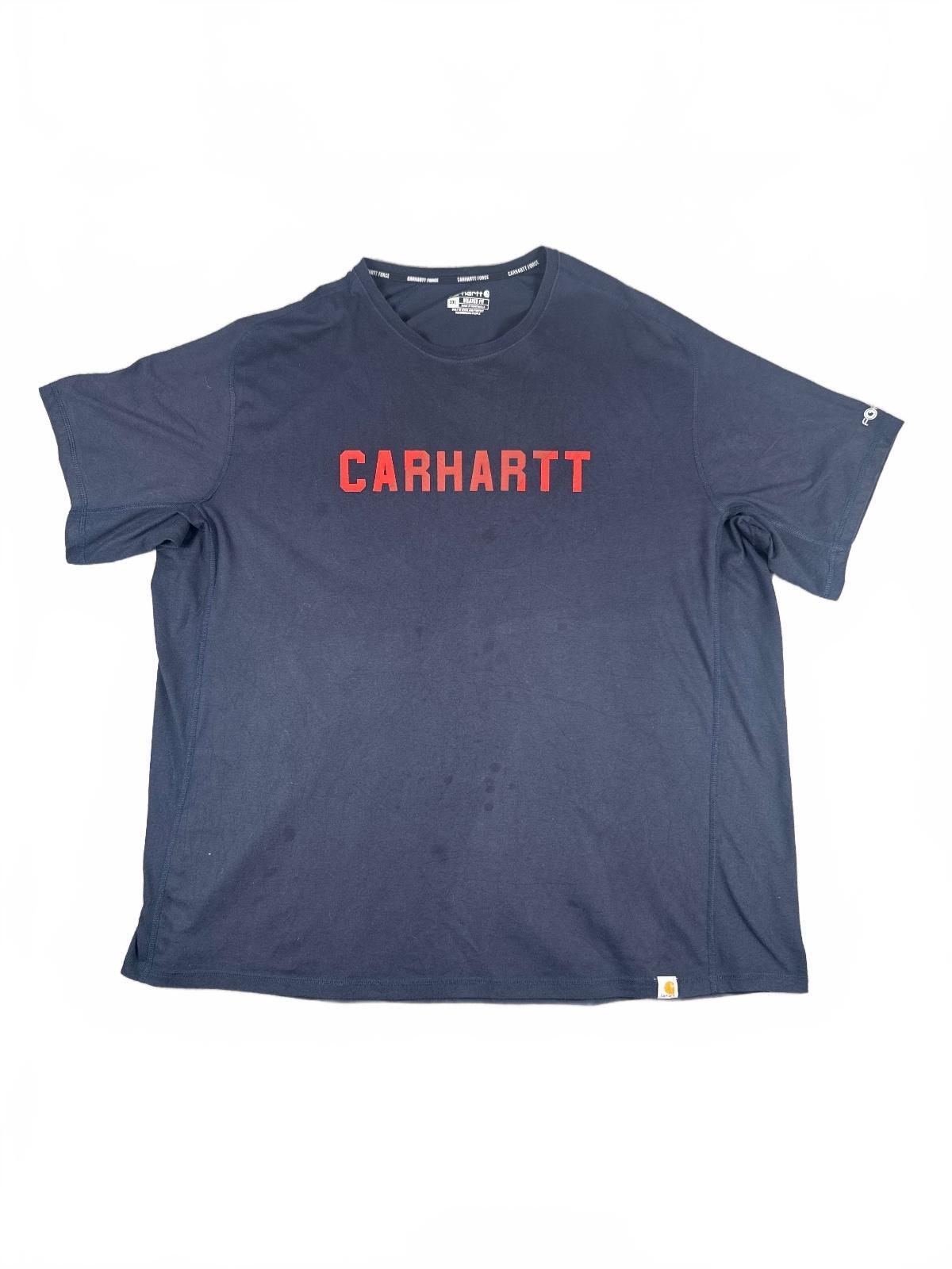 Carhartt Navy Blue T-Shirt with Red Logo, Size 3XL