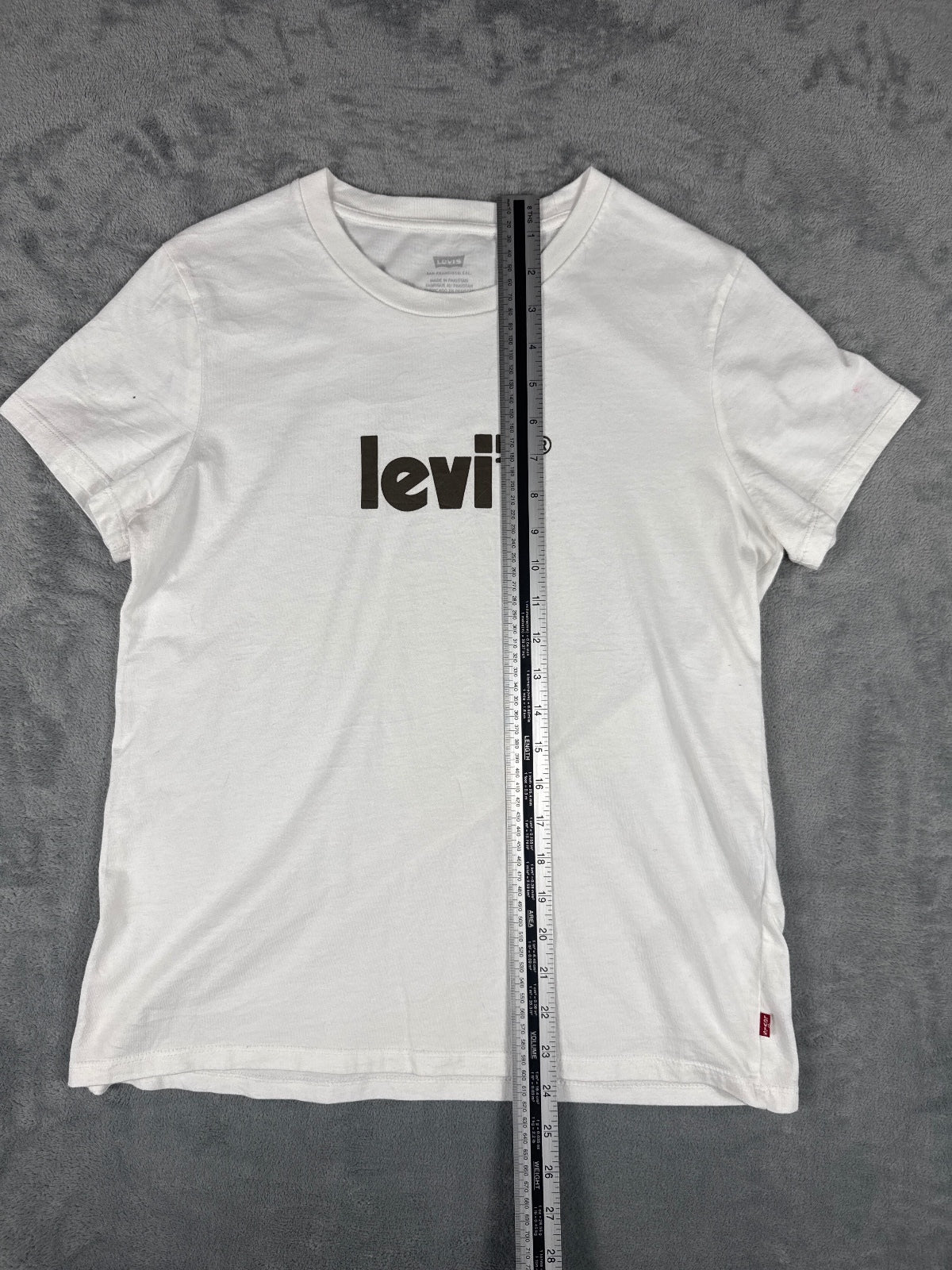Vintage Levi's White with Brown Logo T-Shirt - Medium