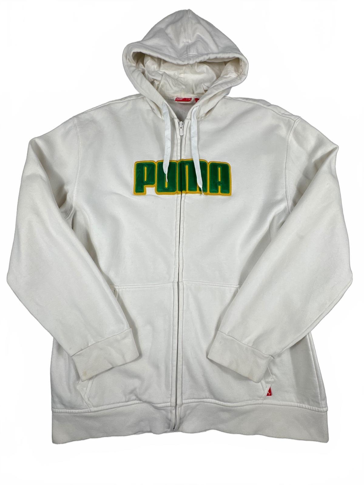 Puma White Hooded Zip-Up Sweatshirt Size L