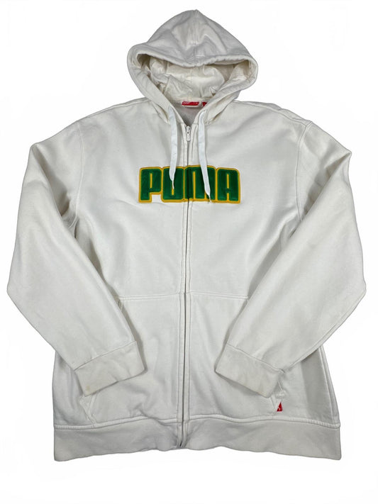 Puma White Hooded Zip-Up Sweatshirt Size L