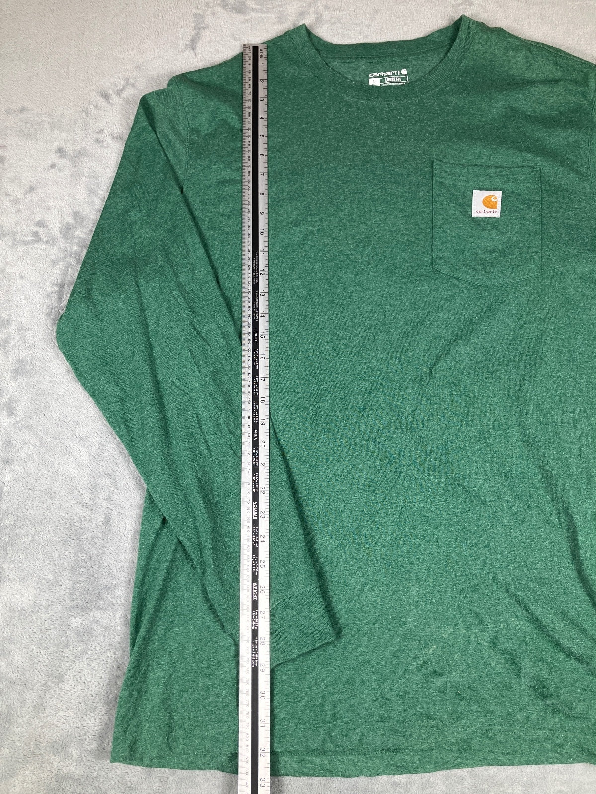 Carhartt Loose Fit Long Sleeve Green Pocket T-Shirt Size L
