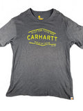 Carhartt Relaxed Fit Grey T-Shirt with Yellow Logo Print - L