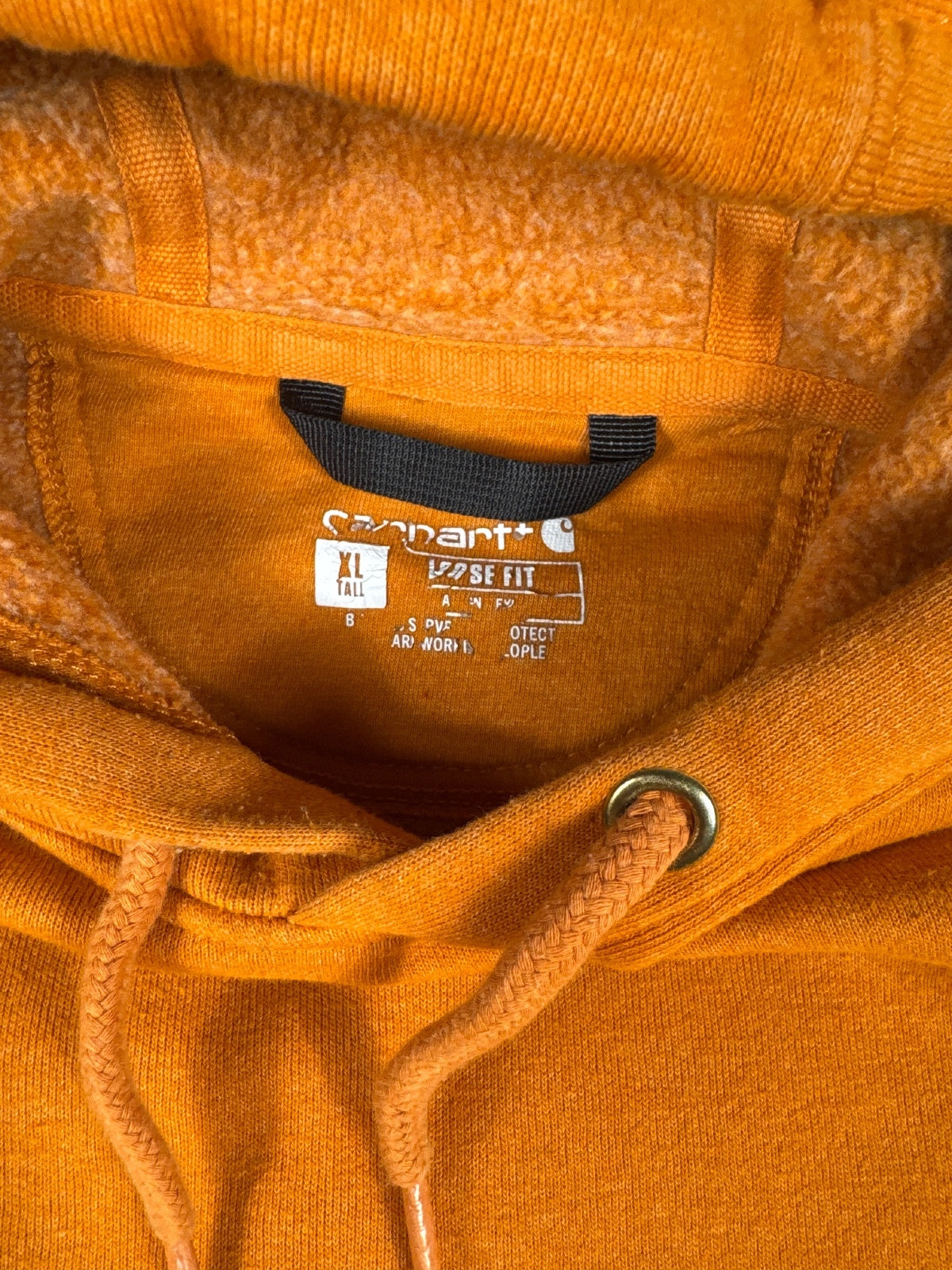 Carhartt Orange Hooded Sweatshirt XL Tall Loose Fit