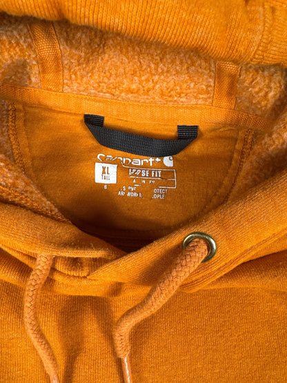 Carhartt Orange Hooded Sweatshirt XL Tall Loose Fit