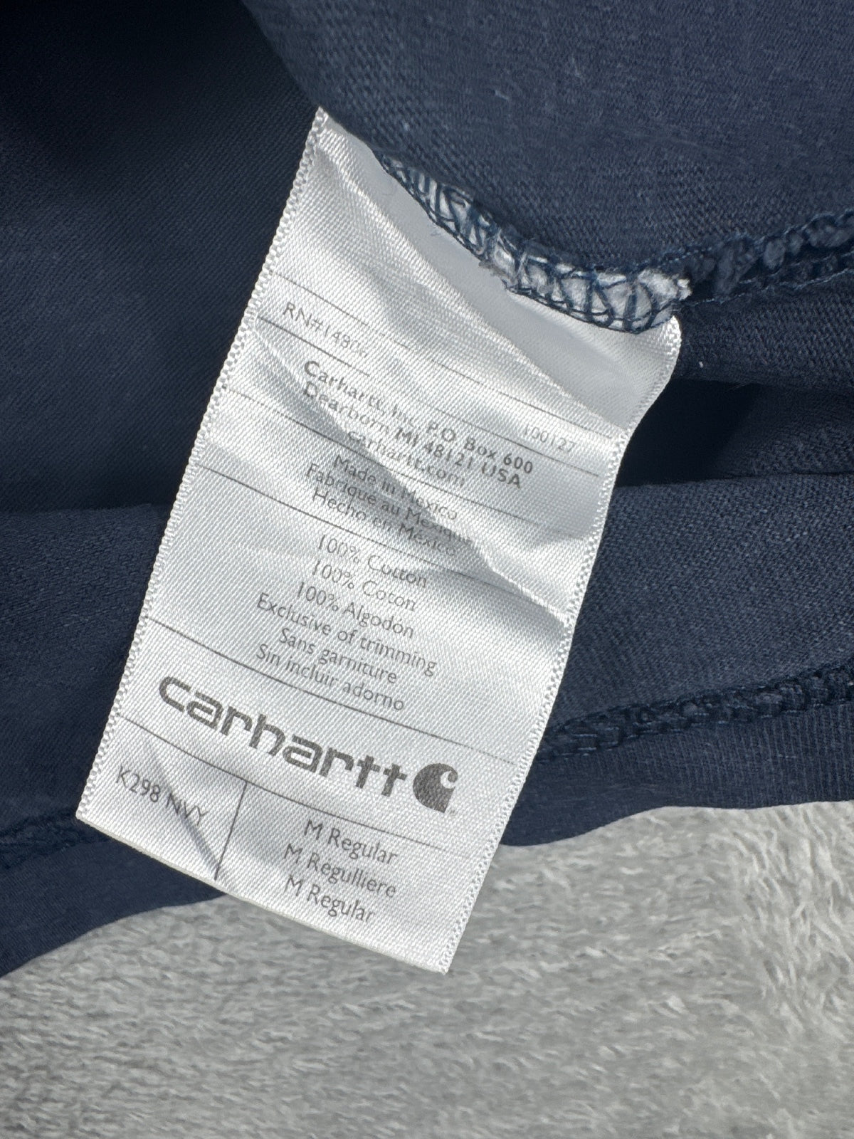 Carhartt Original Fit Long Sleeve Navy T-Shirt Size M