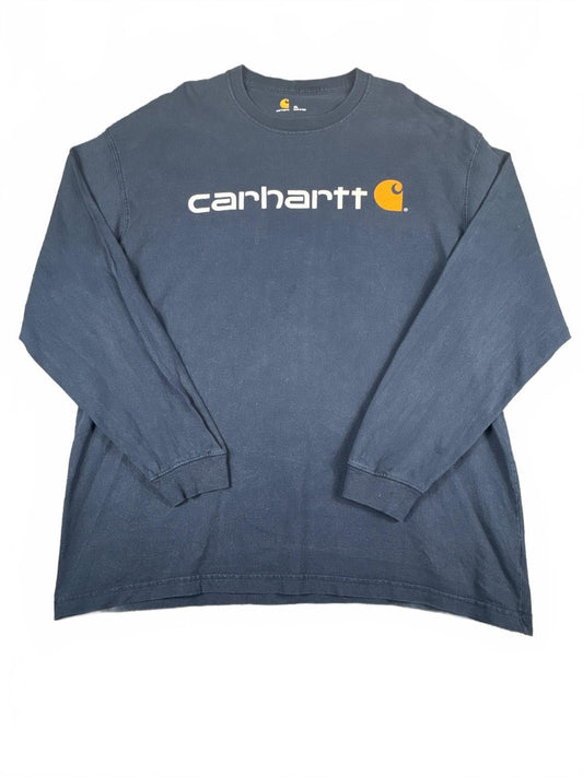 Carhartt Navy Blue Long Sleeve Logo T-Shirt Size XL