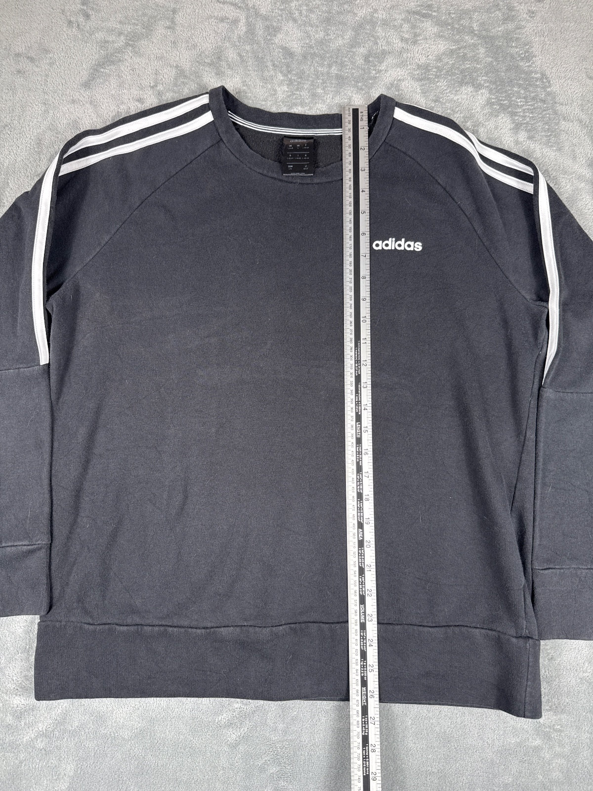 Retro Adidas Youth Black Sweatshirt with Stripes Size L16-18