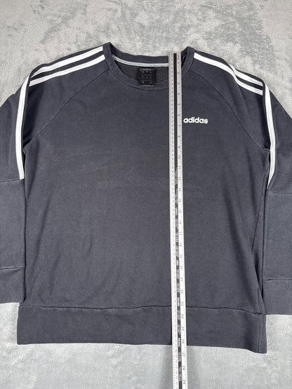Retro Adidas Youth Black Sweatshirt with Stripes Size L16-18