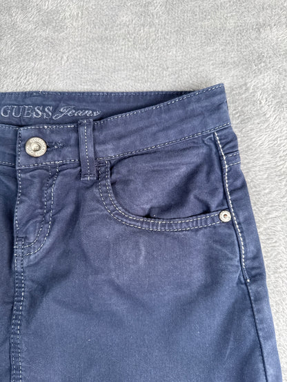 Y2K Guess Navy Blue Denim Mini Skirt with Sequin Pocket S4-6