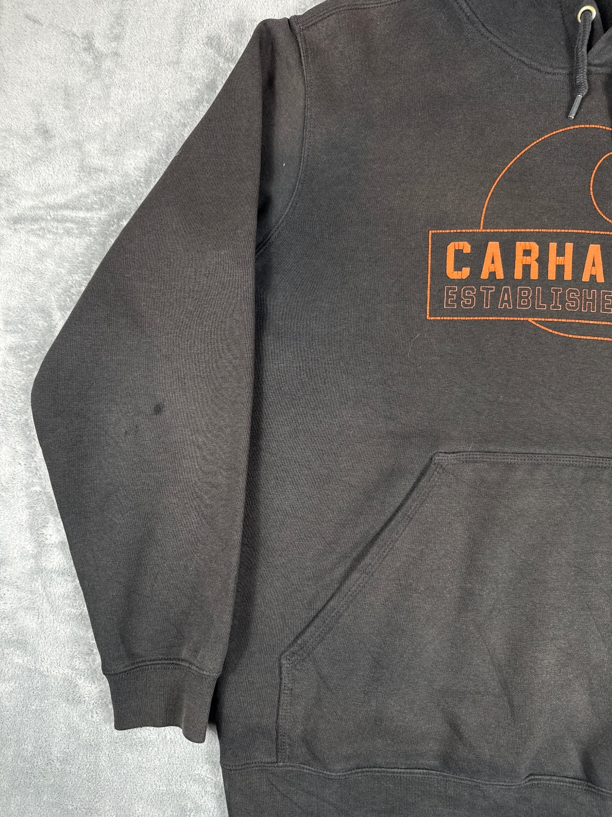 Carhartt Black Hoodie with Orange Logo Established 1889